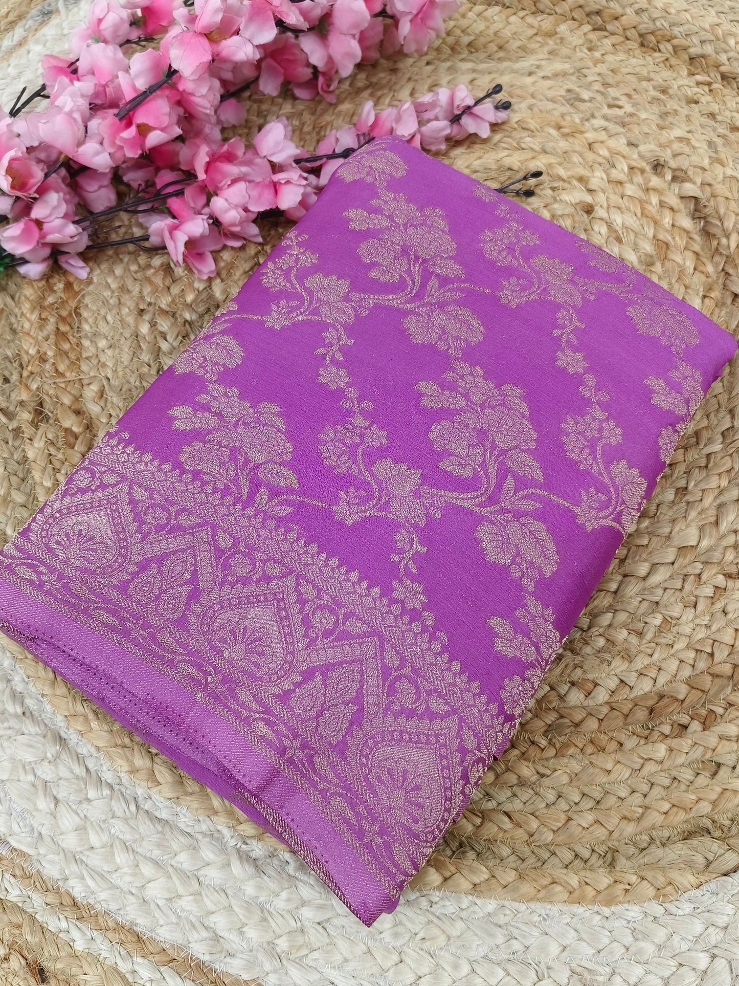 Candy Pink Kadhi Georgette silk saree