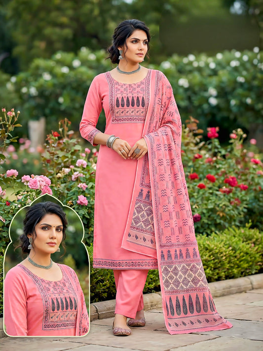 Peach Designer straight cut suit
