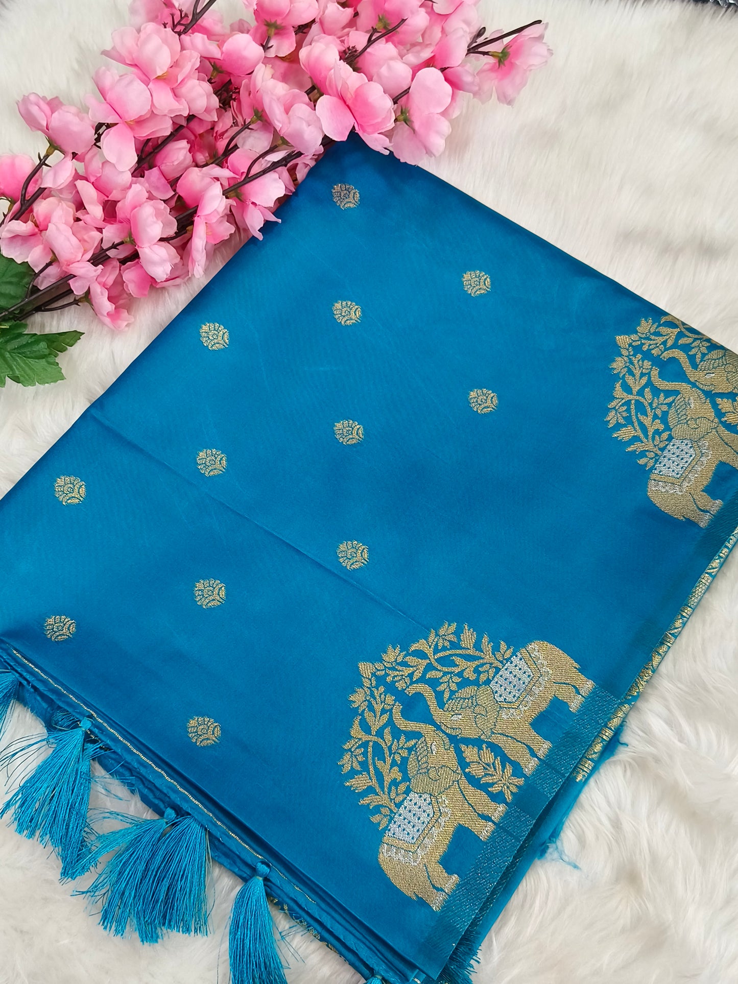 Blue Soft mulberry silk saree