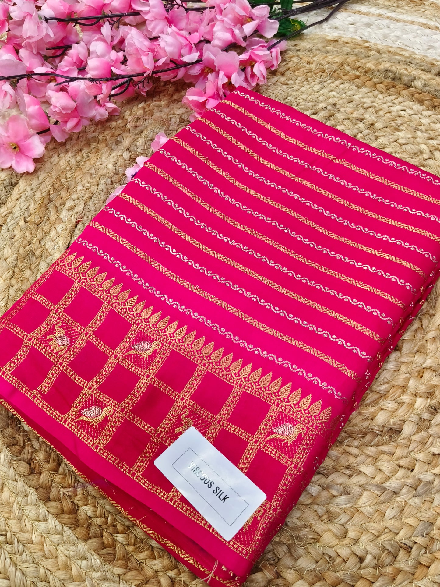 Pink viscous silk saree