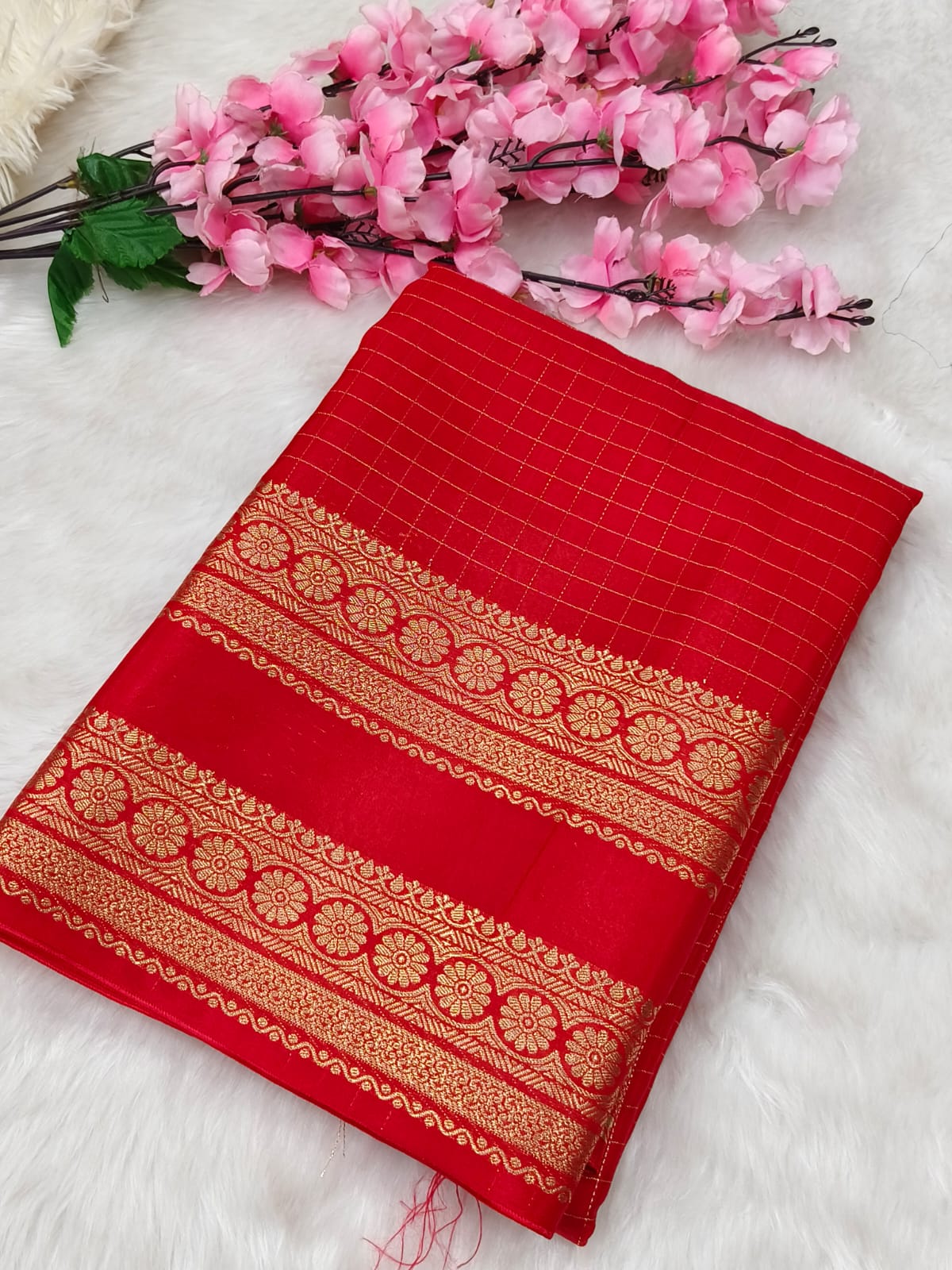 Red Munga silk saree