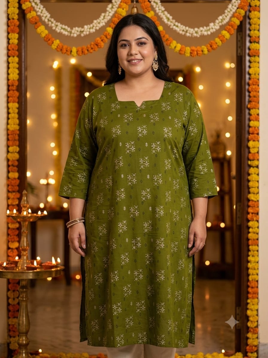 Green Rayon straight kurta