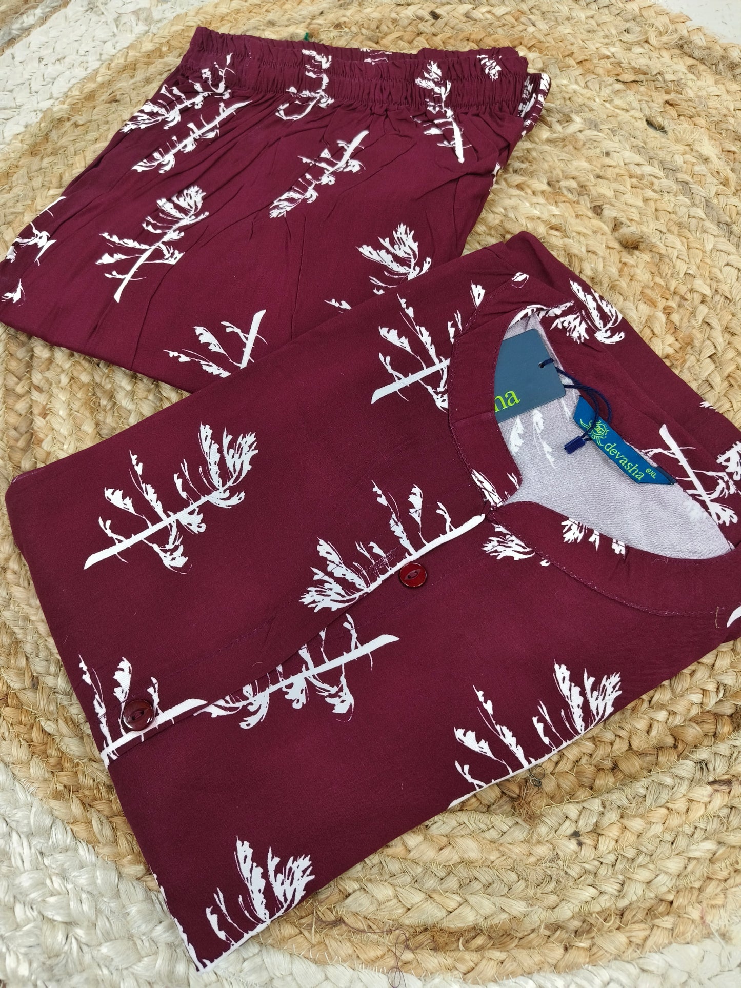 Marron rayon cord set