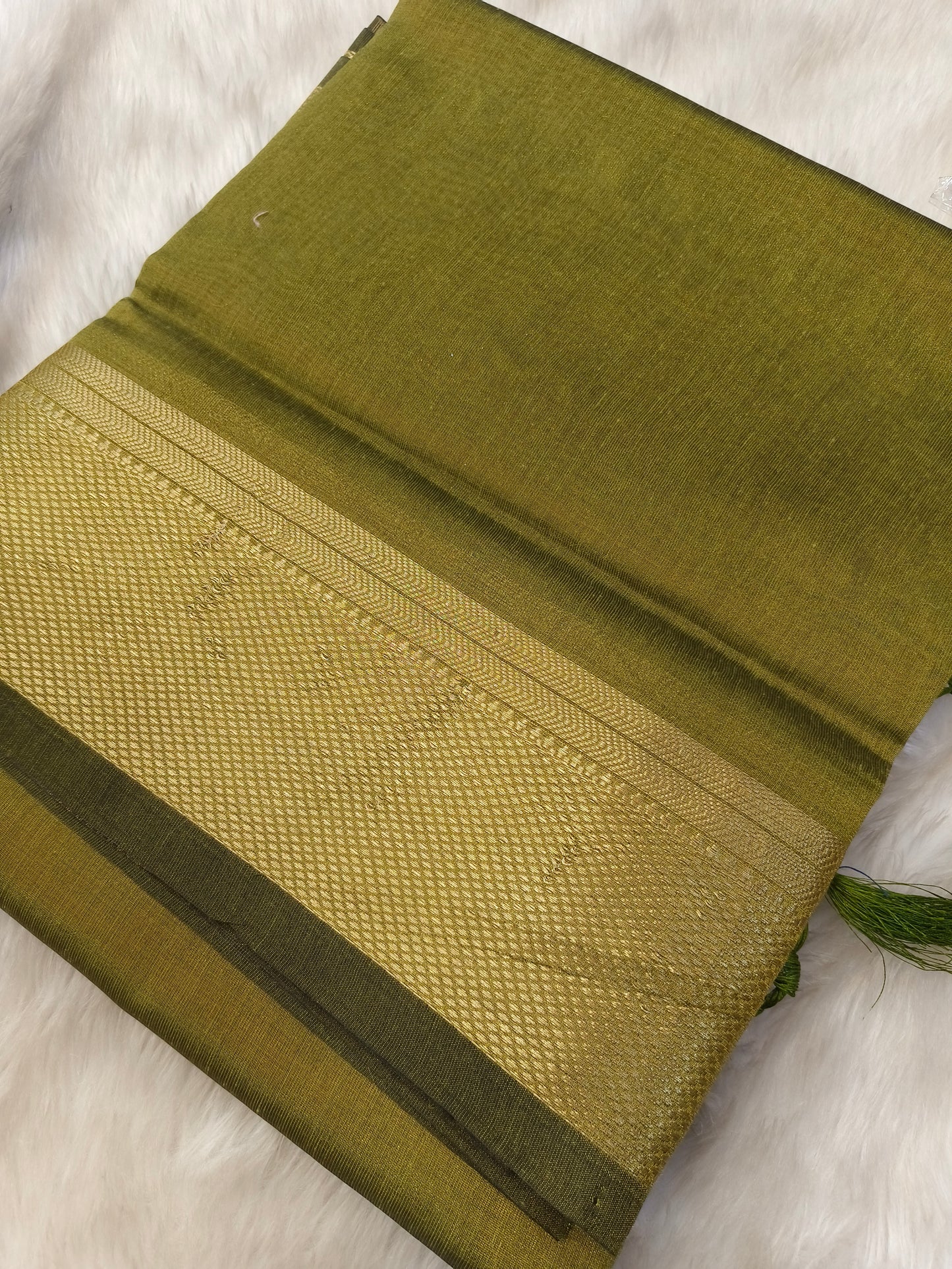 Green semi Tusser Silk Saree
