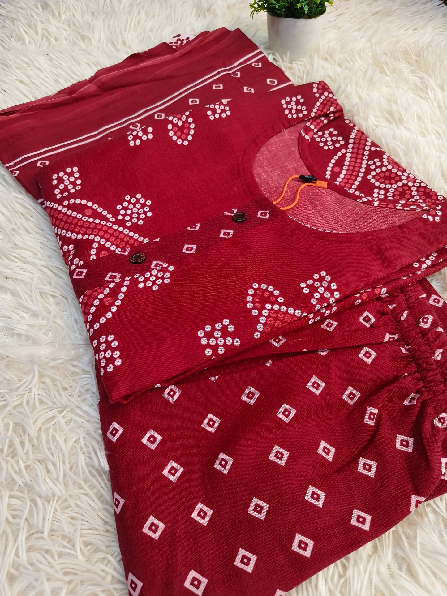 Marron Cotton sets with duppata