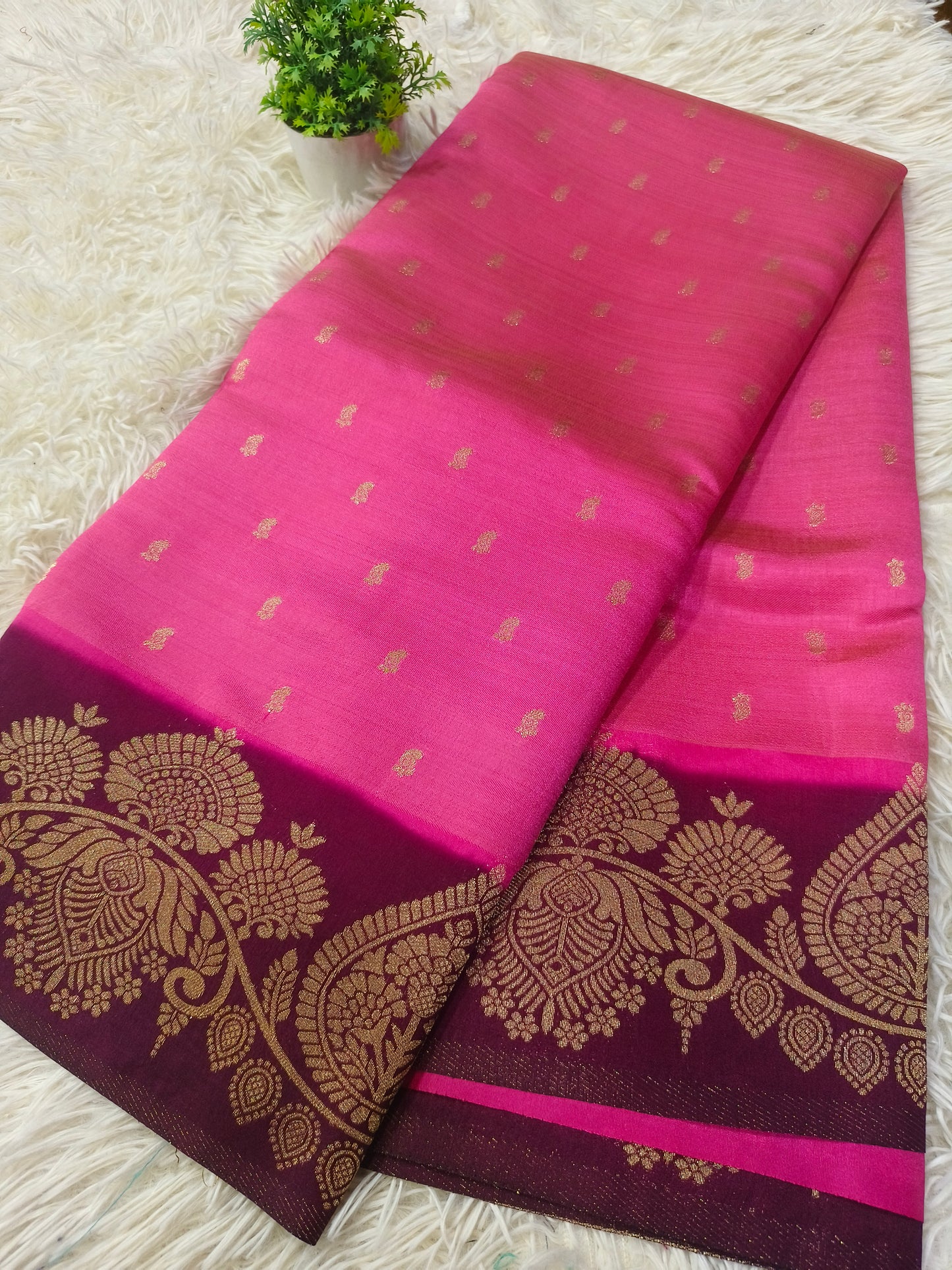 Rose pink wine pink soft silk saree