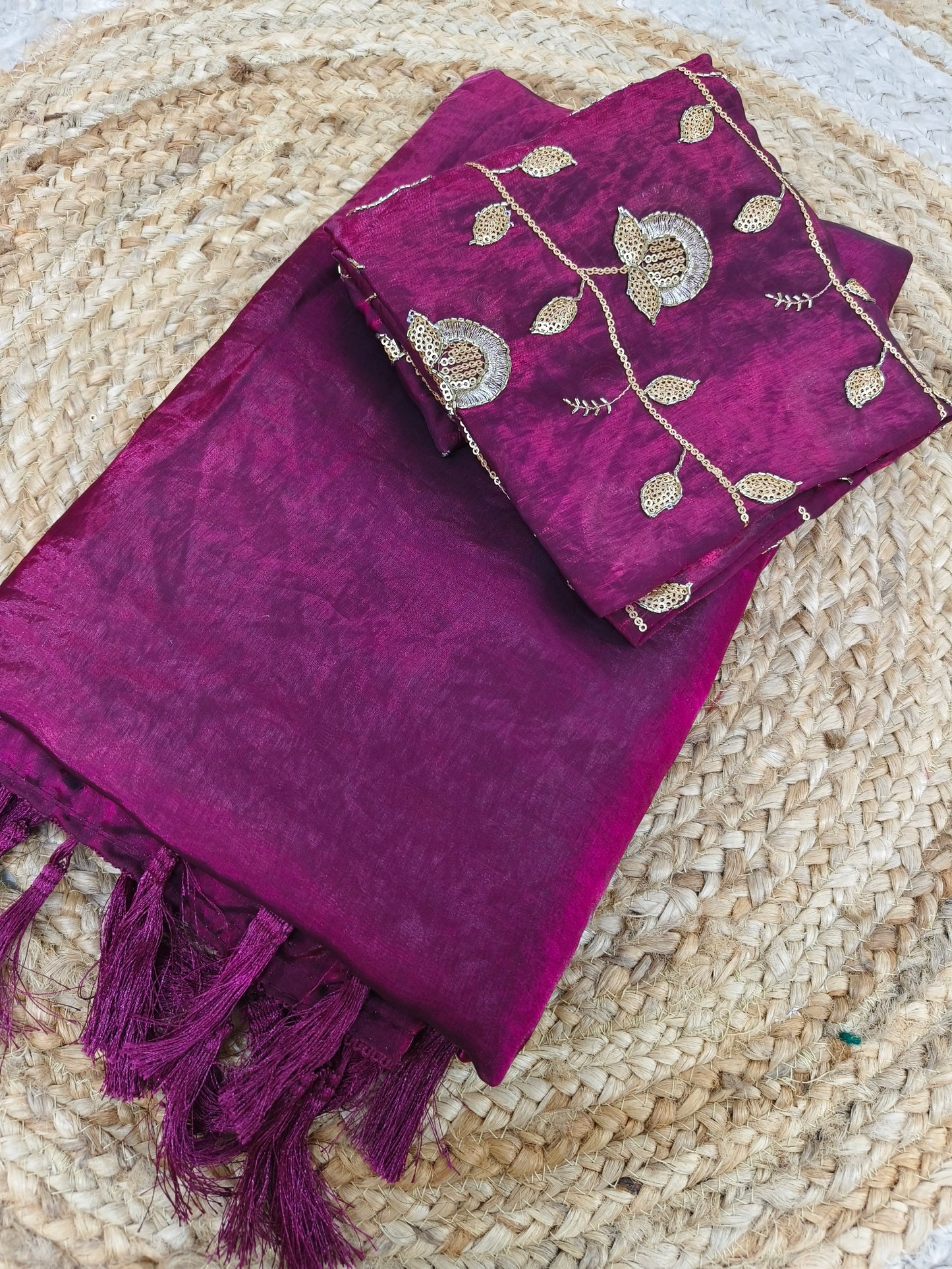 Wine designer saree