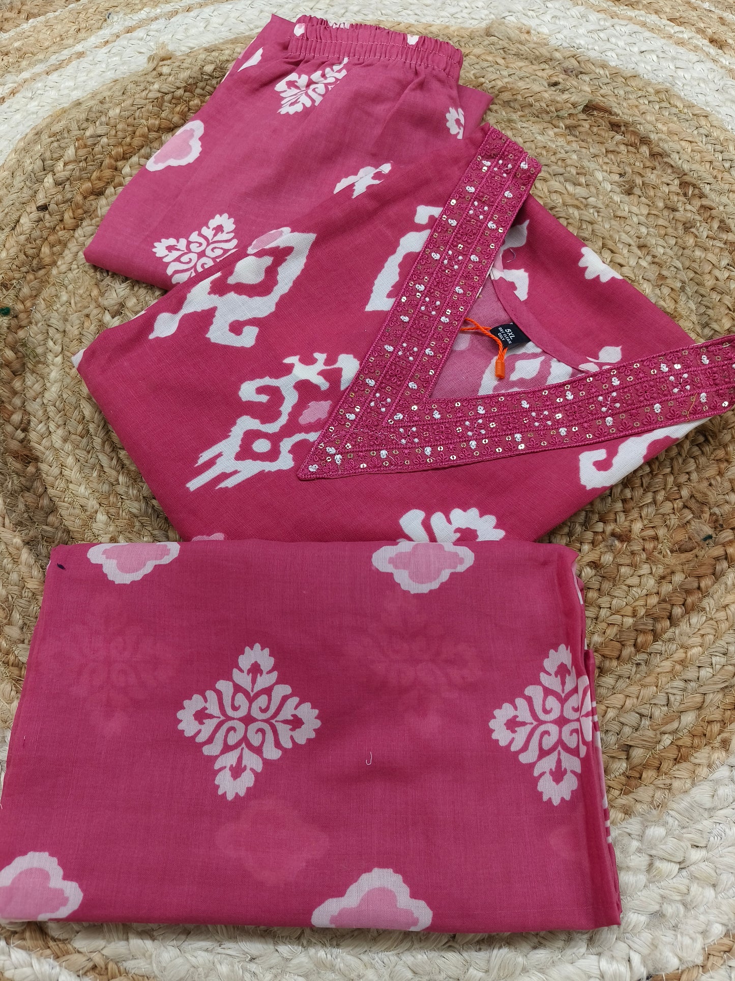 Pink Cotton sets with duppatta