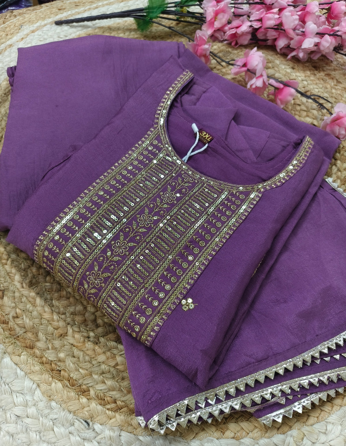 Purple Elegant Vichitra Silk dress