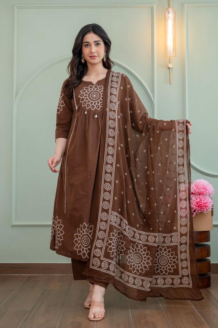 Brown cotton umbrella suit