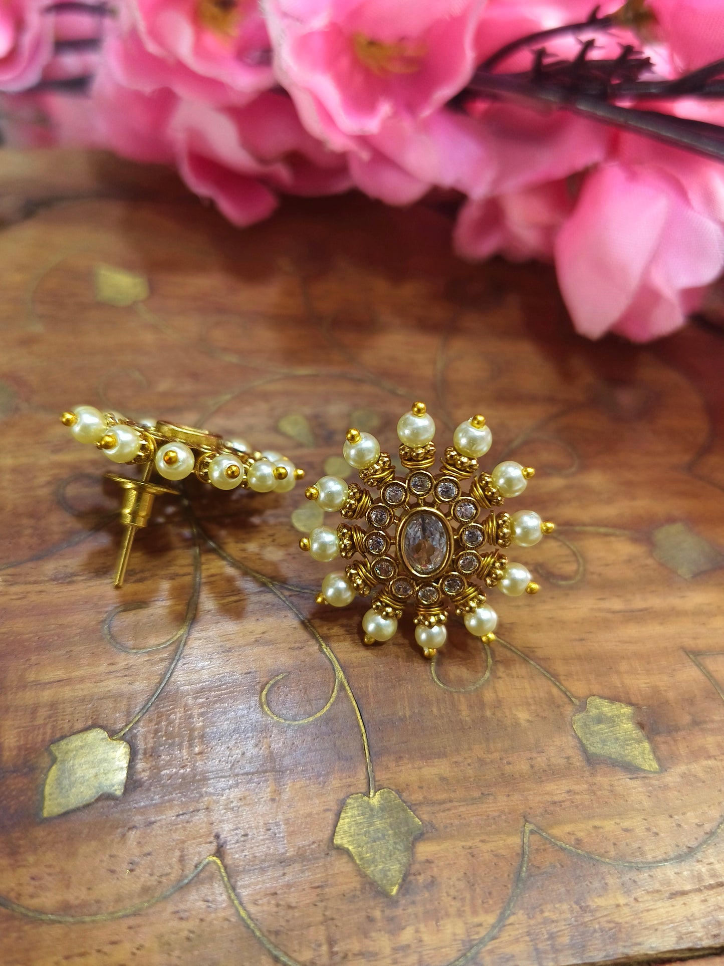 White With pearl stud