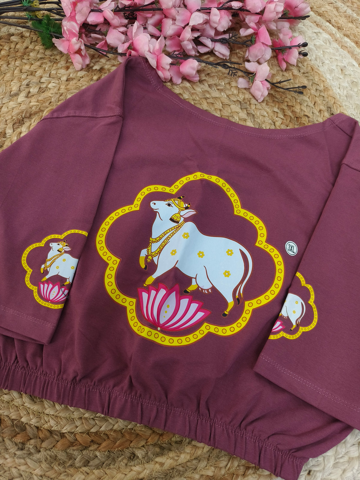 Wine Stretchable blouses printed design