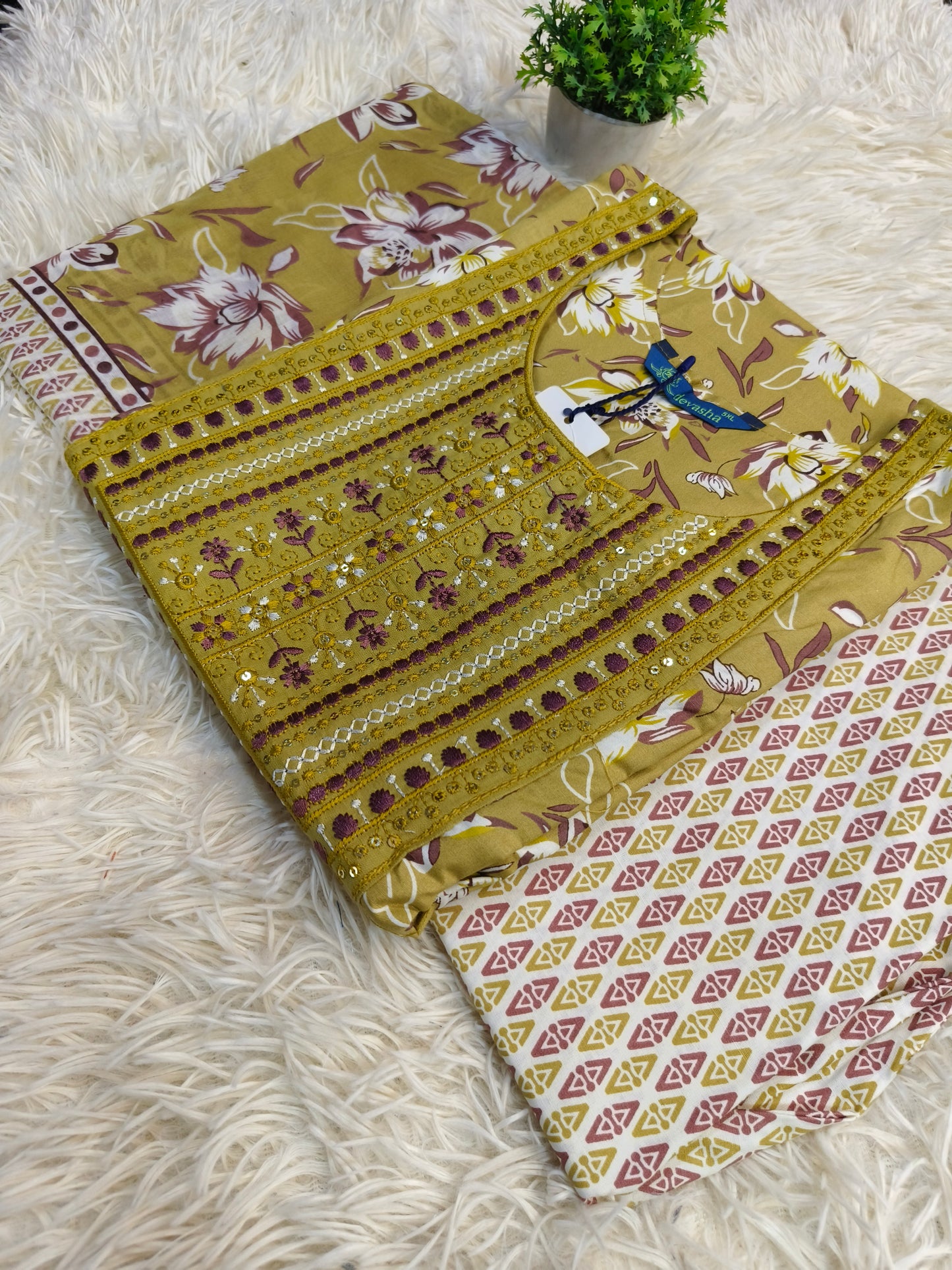 Yellow cotton sets with duppata