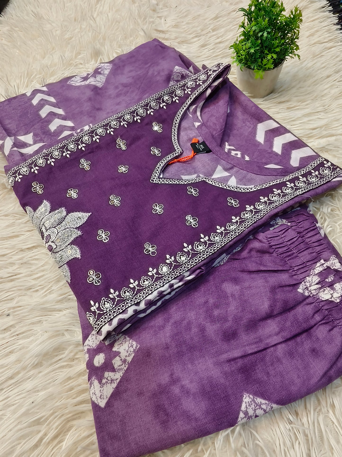 Purple Cotton sets with duppata