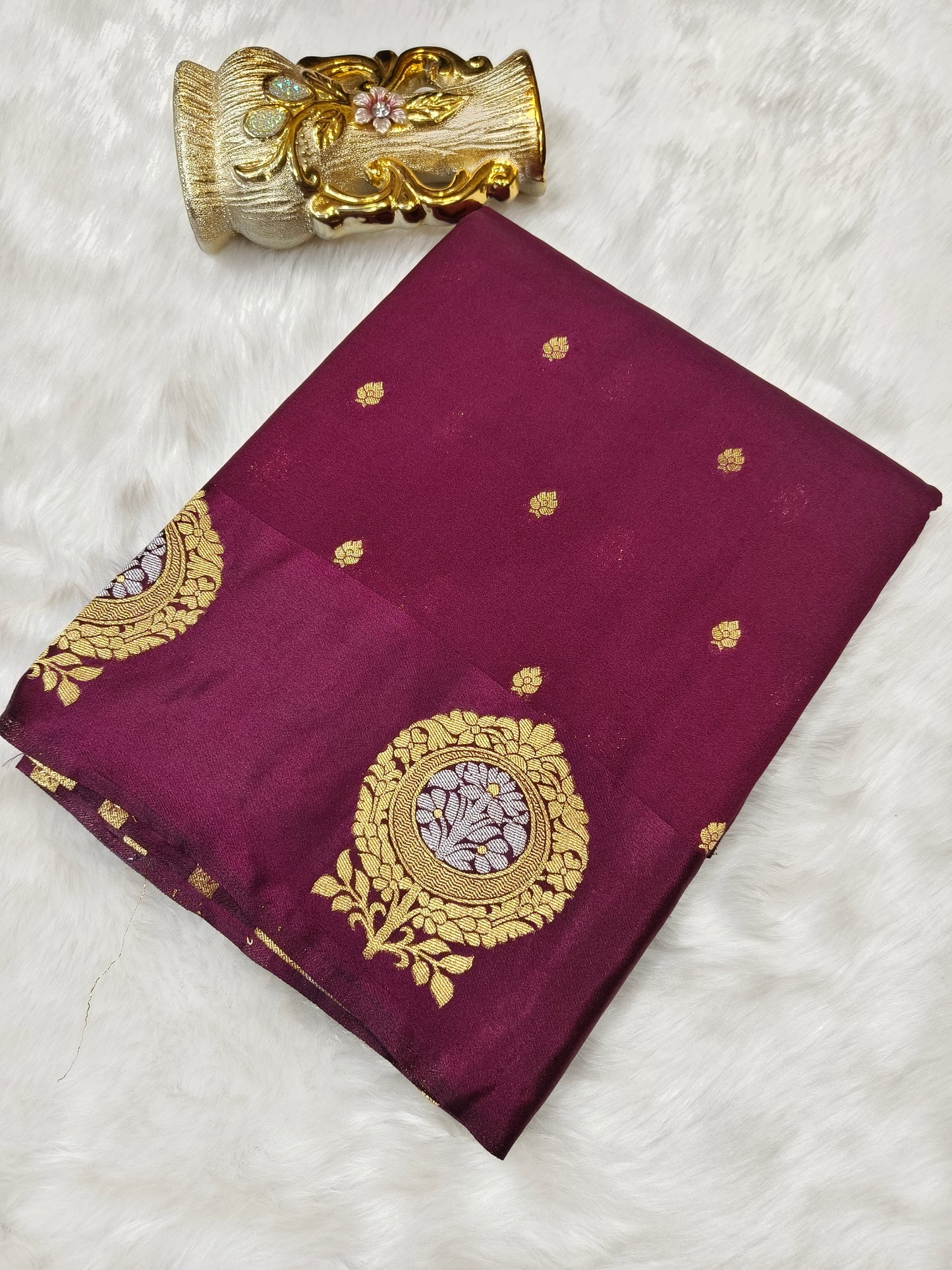 Wine viscose silk saree