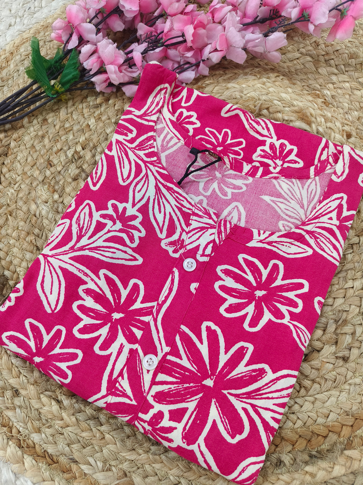 Rani Pink Rayon straight kurta