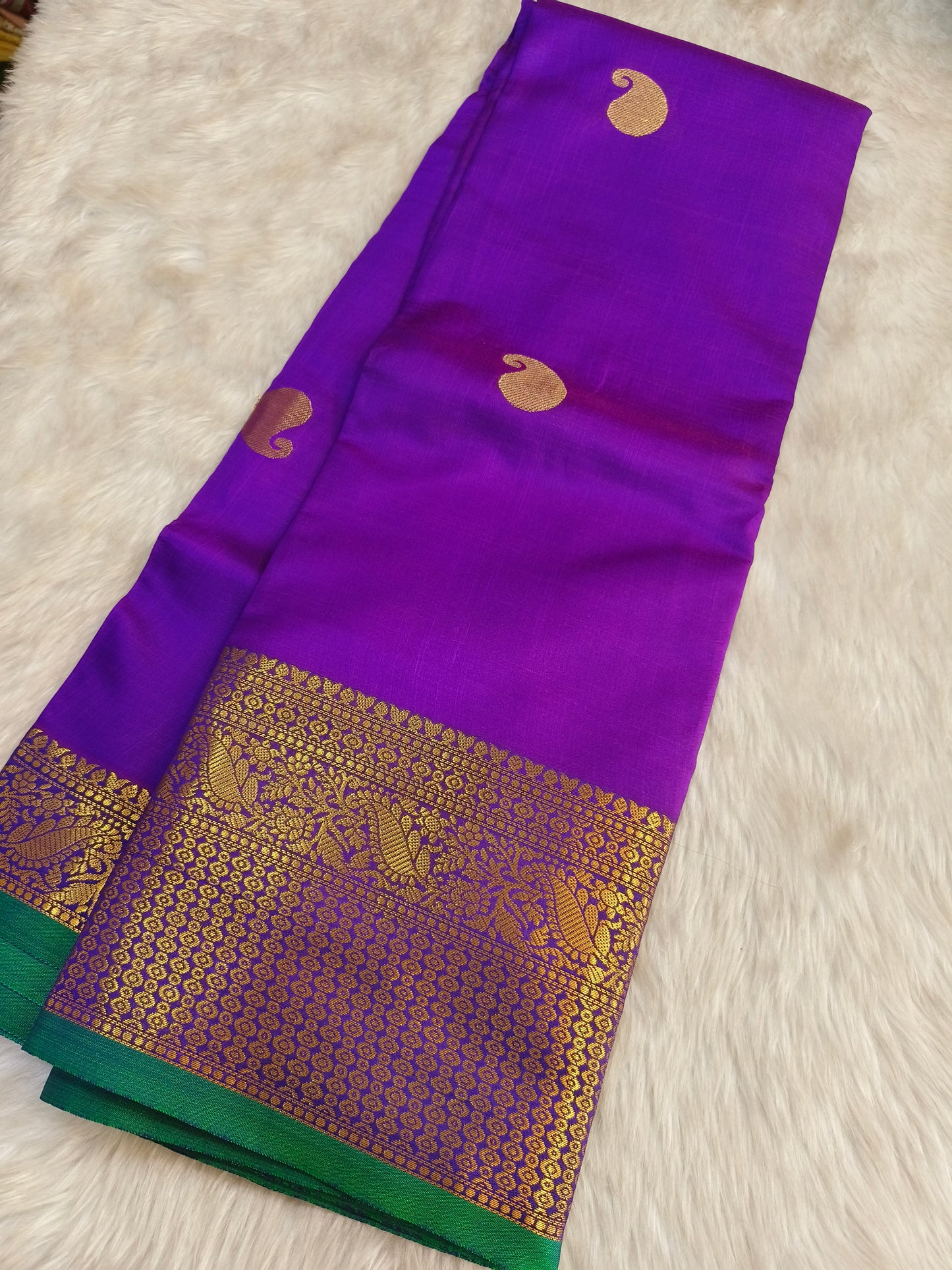Purple Semi kanchi silk saree