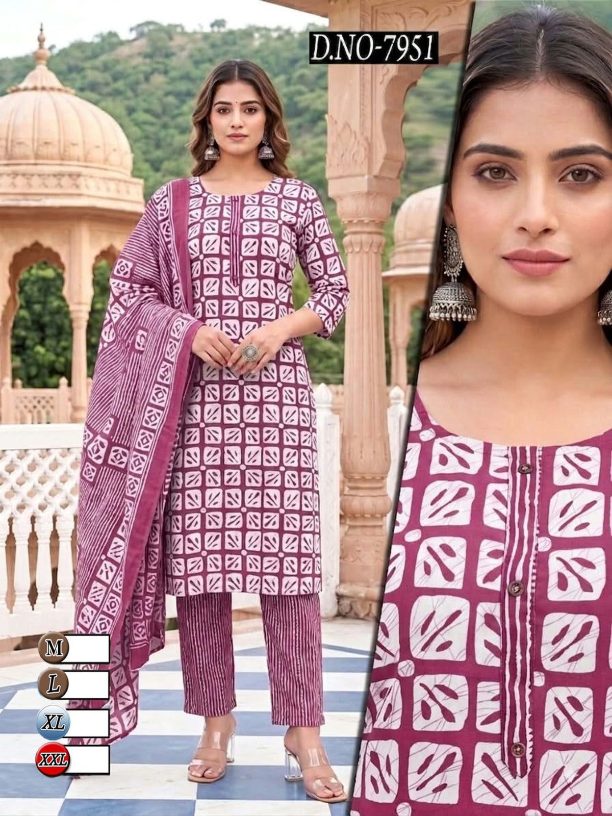 Pink Cotton sets with duppatta