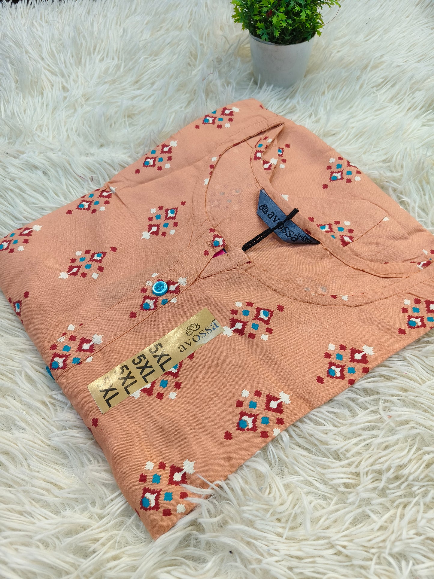 Peach Rayon straight kurta