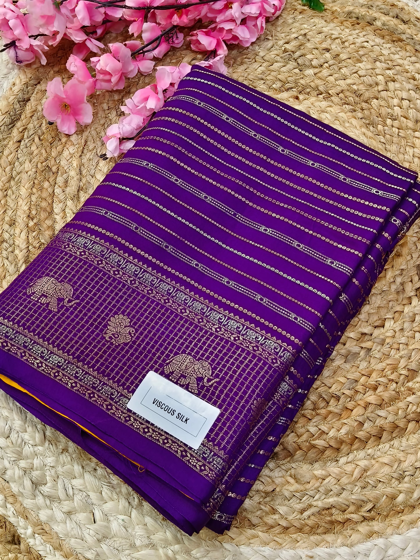 Purple viscous silk saree