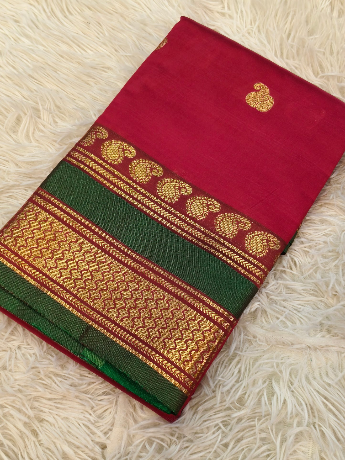 Maroon semi Silk saree