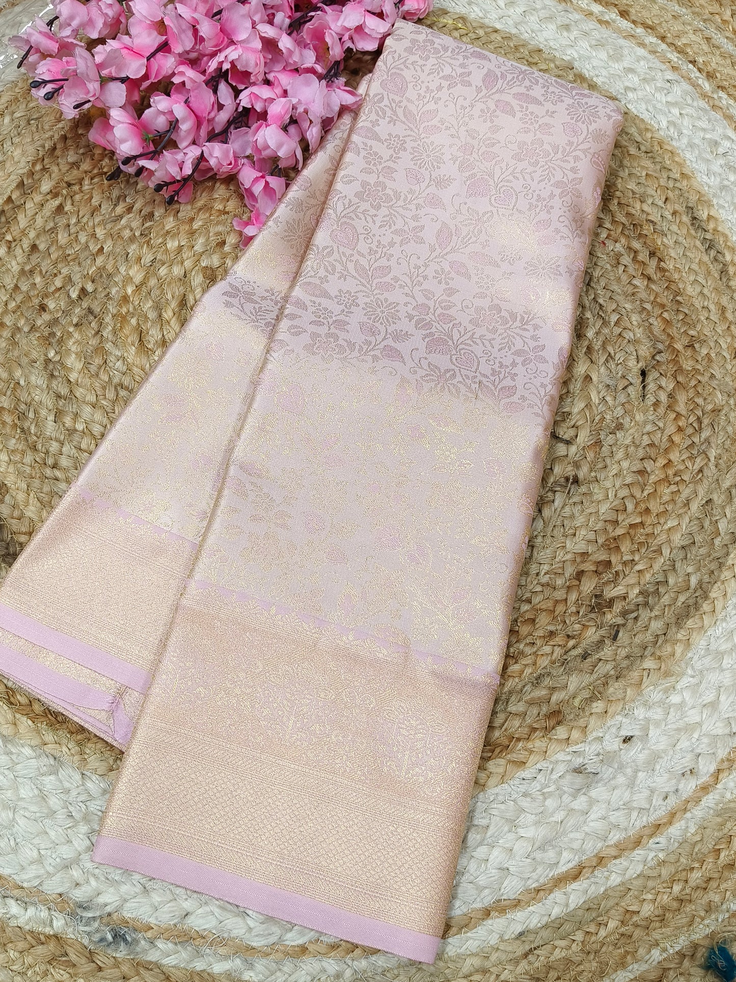 Pestle Pink Soft satin Silk saree