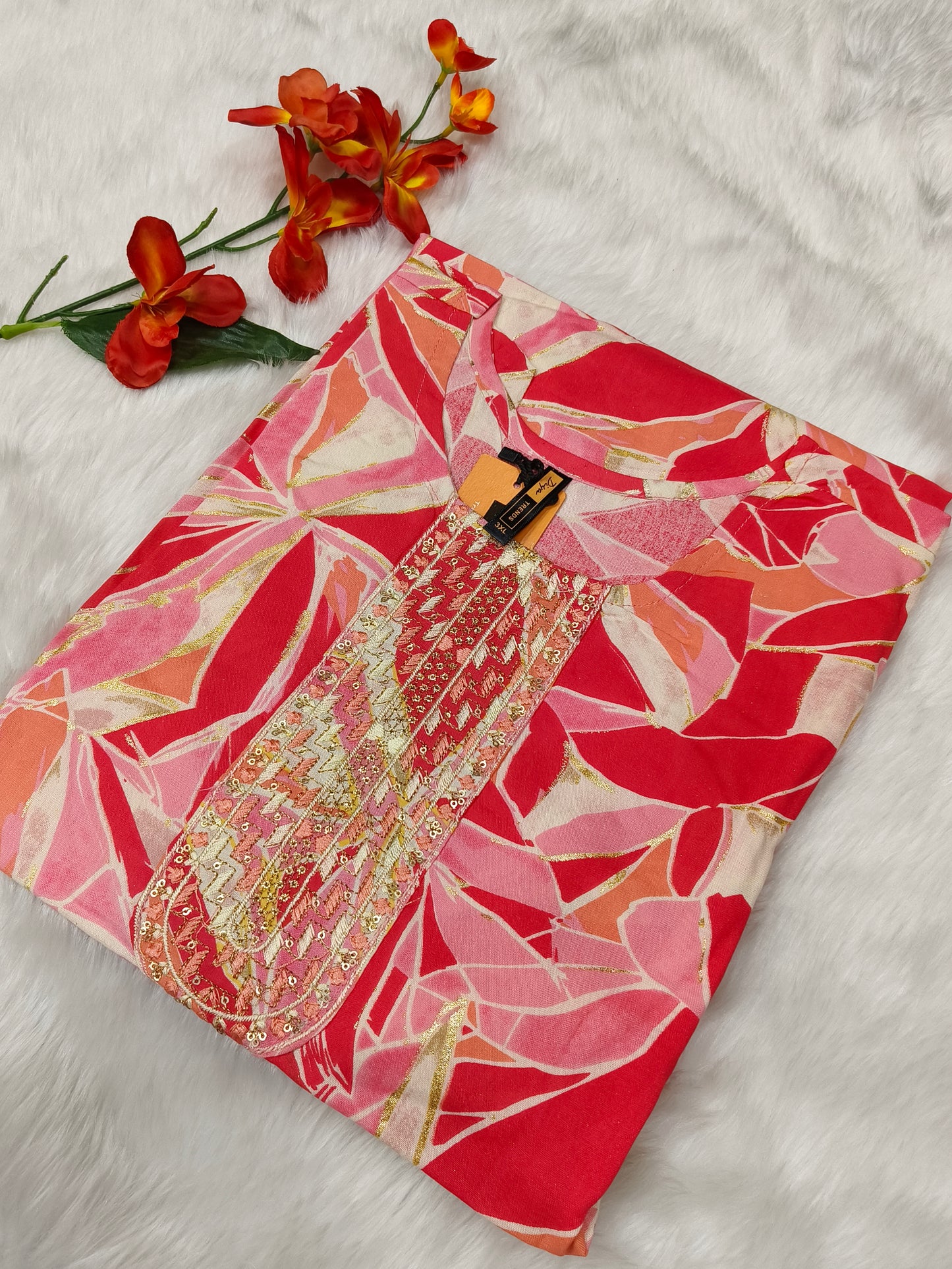 Pink Designer Rayon Kurti