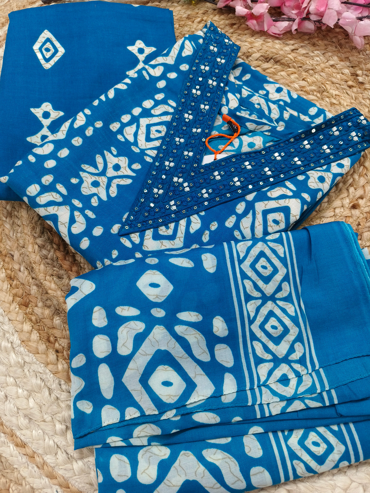 Blue Cotton sets with duppatta