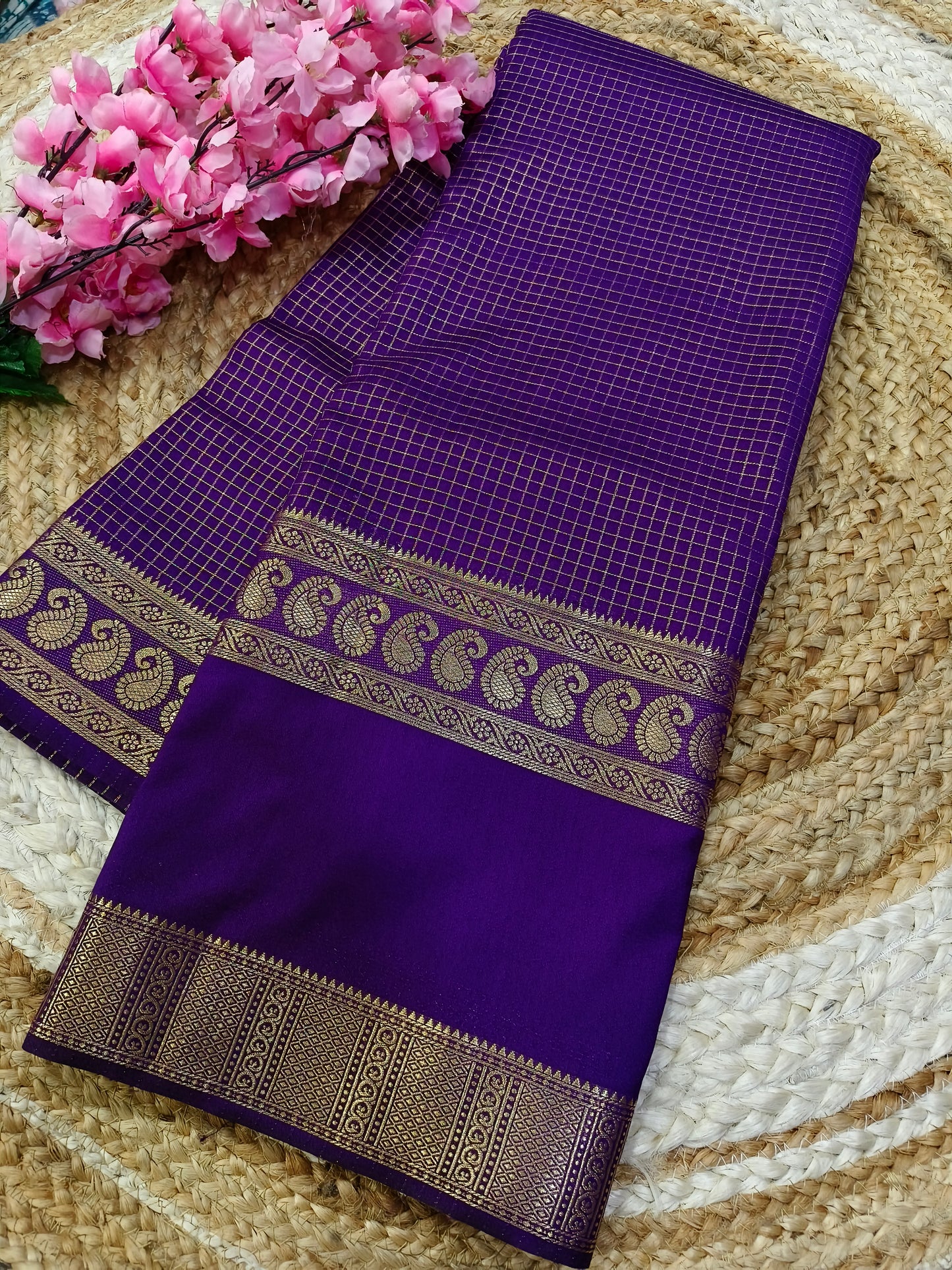 Purple semi silk saree