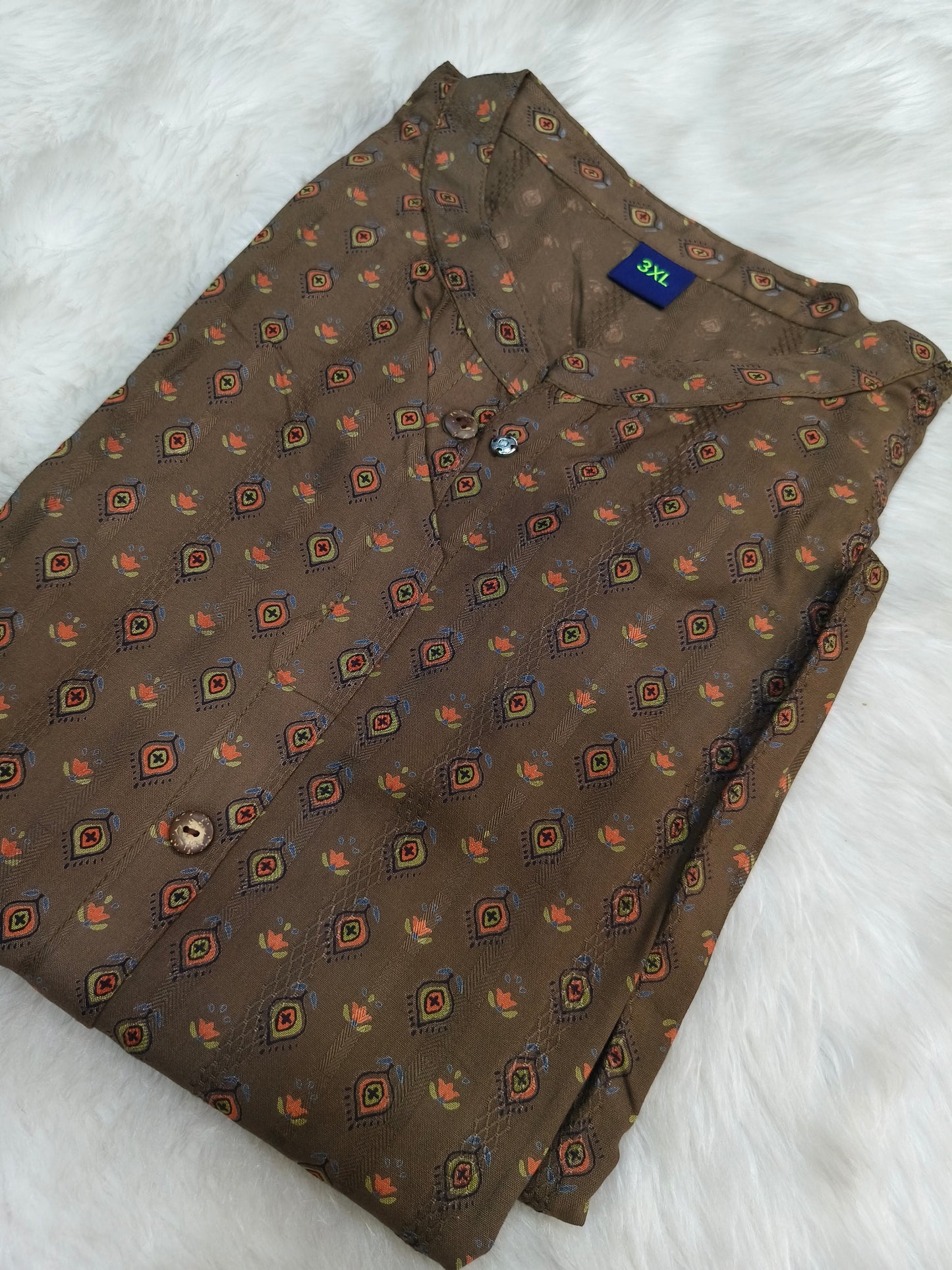 Brown A line cotton side cut kurti