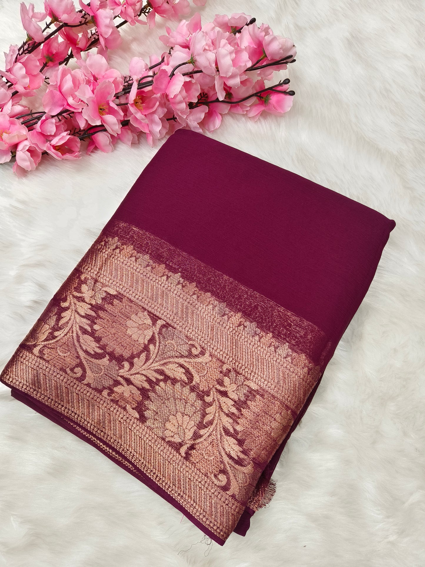 Wine Chiffon saree