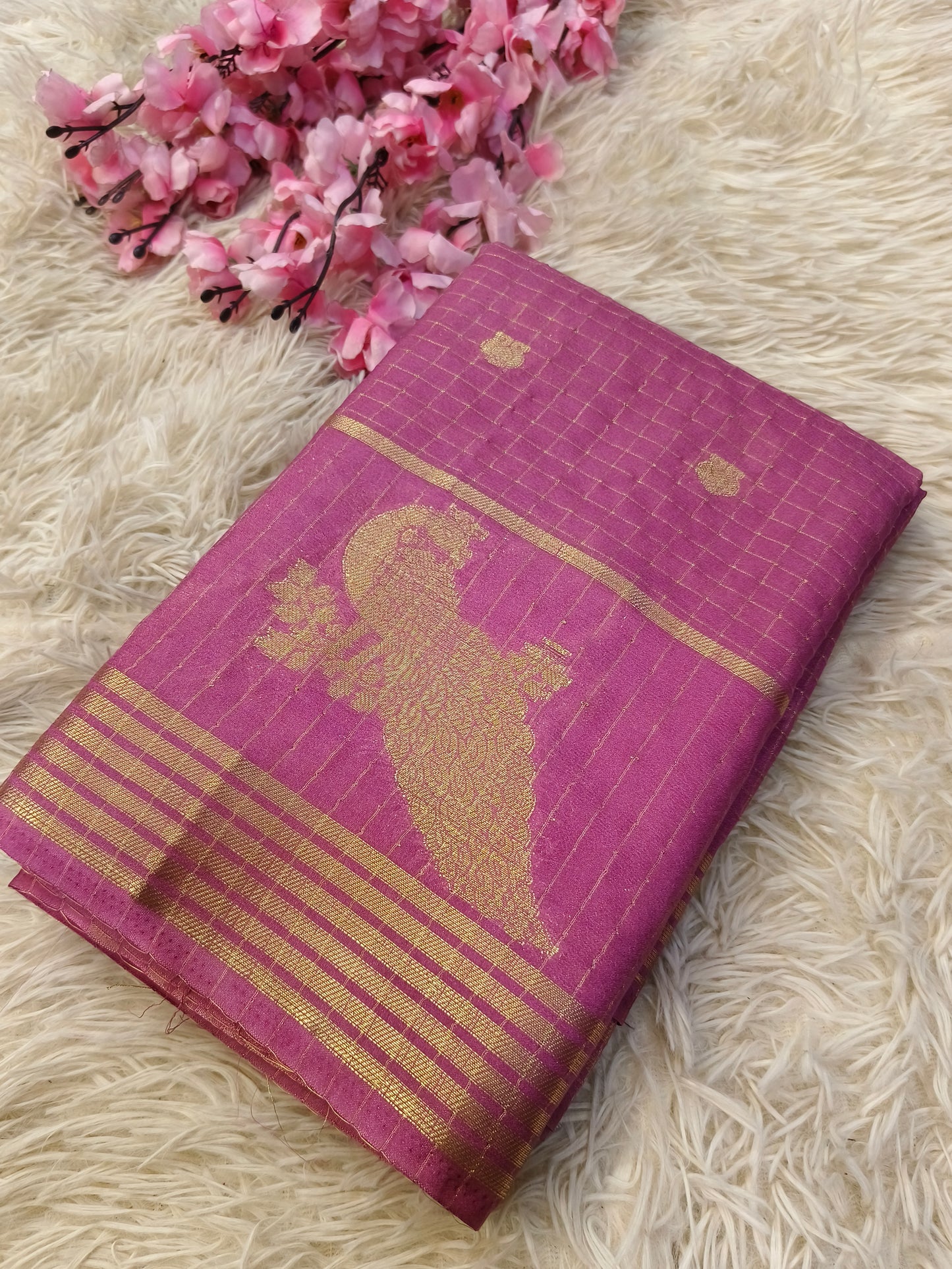 Light pink semi Mysore silk saree