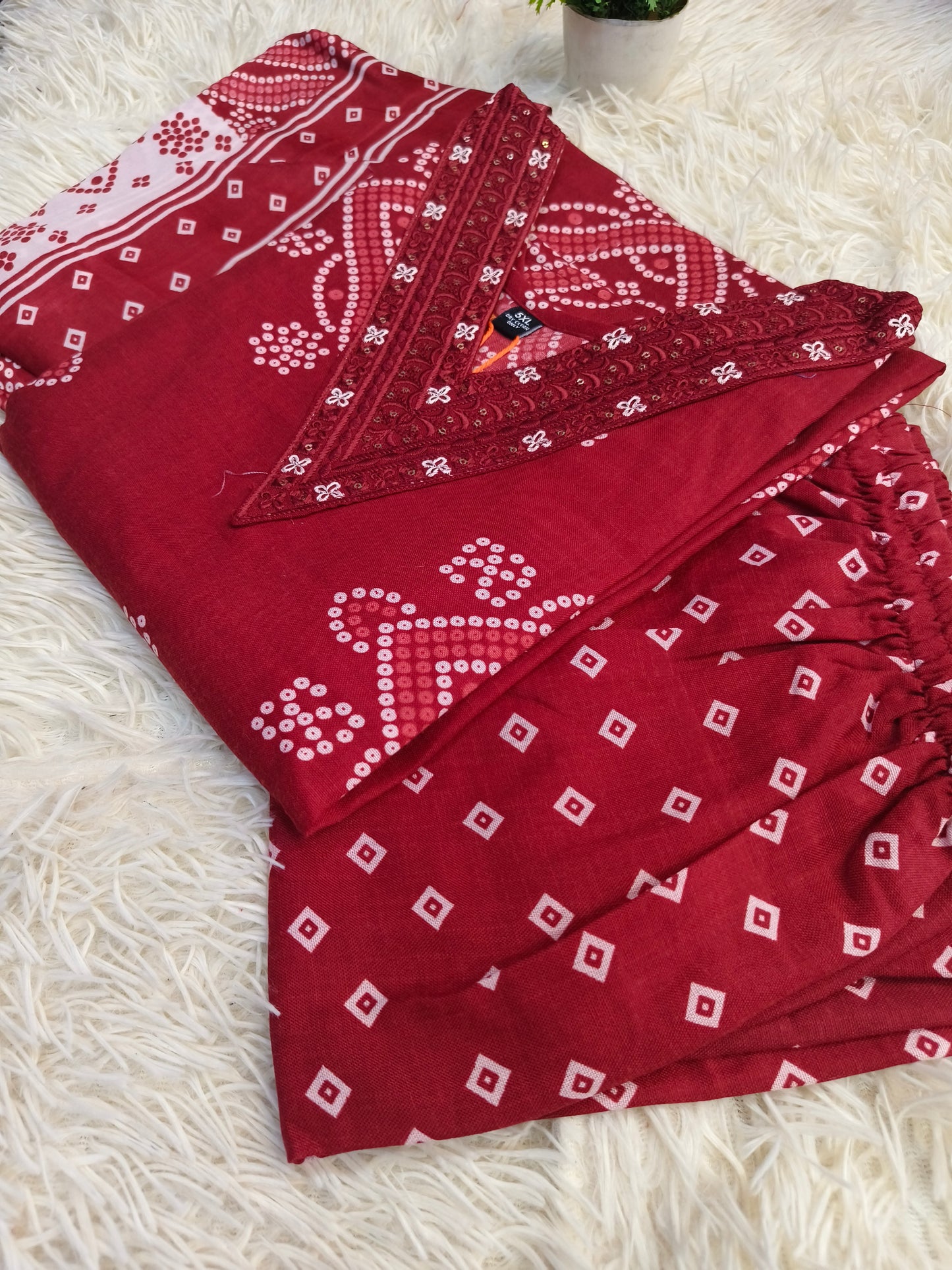 Maroon cotton sets with duppata