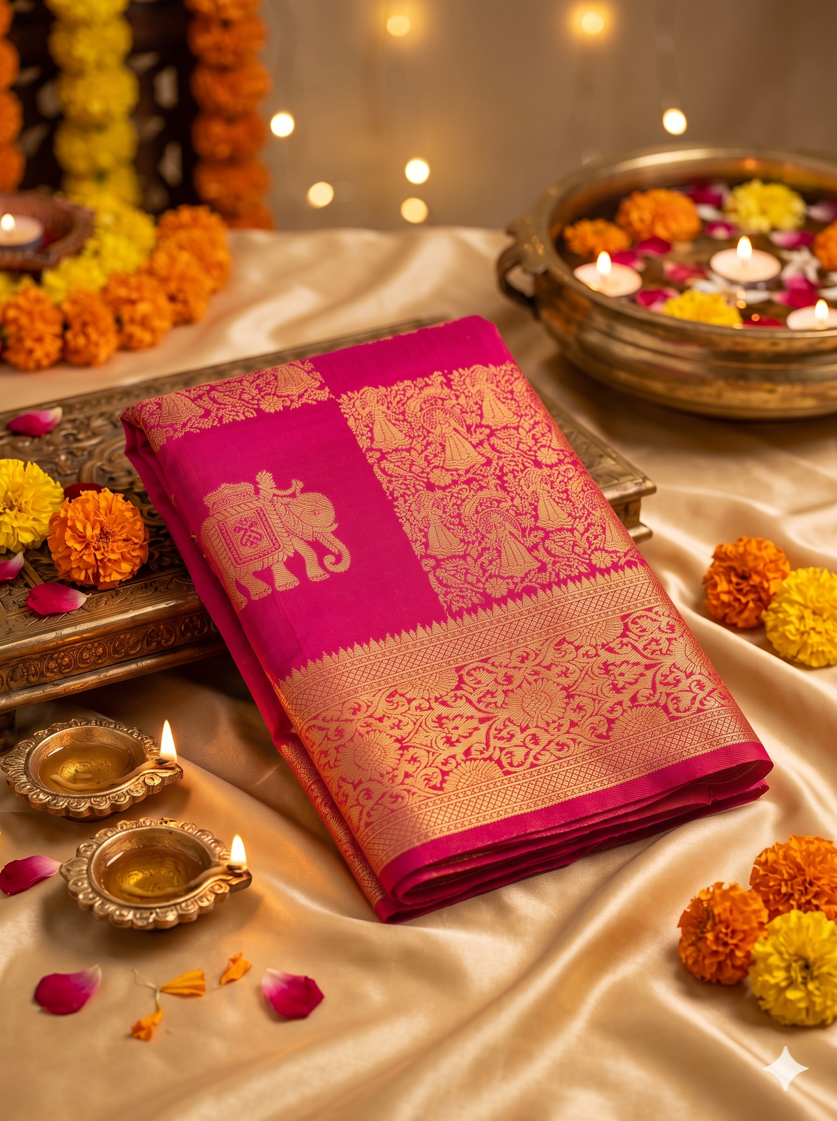 Rani Pink Georgette silk saree