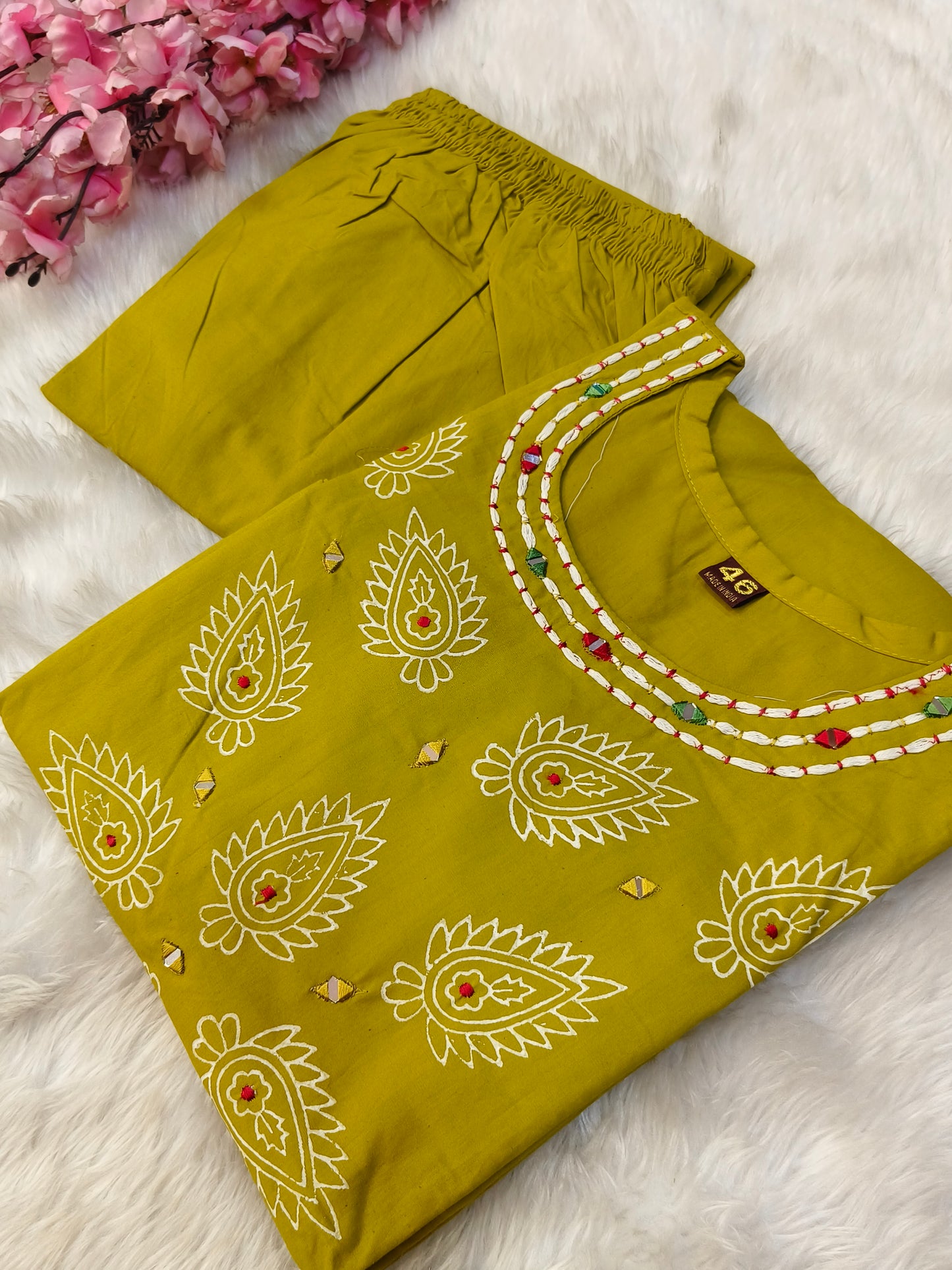 Neon green pure cotton cord set