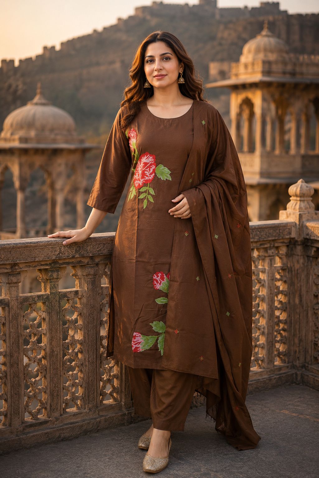 Brown cotton salwar suites