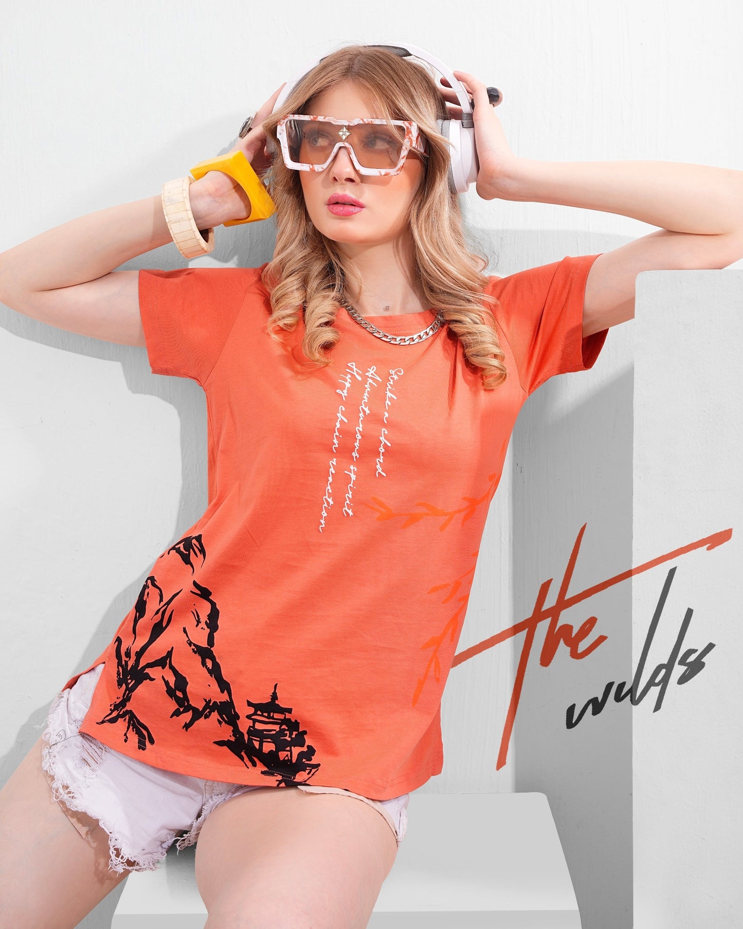 Peach cotton T-shirt