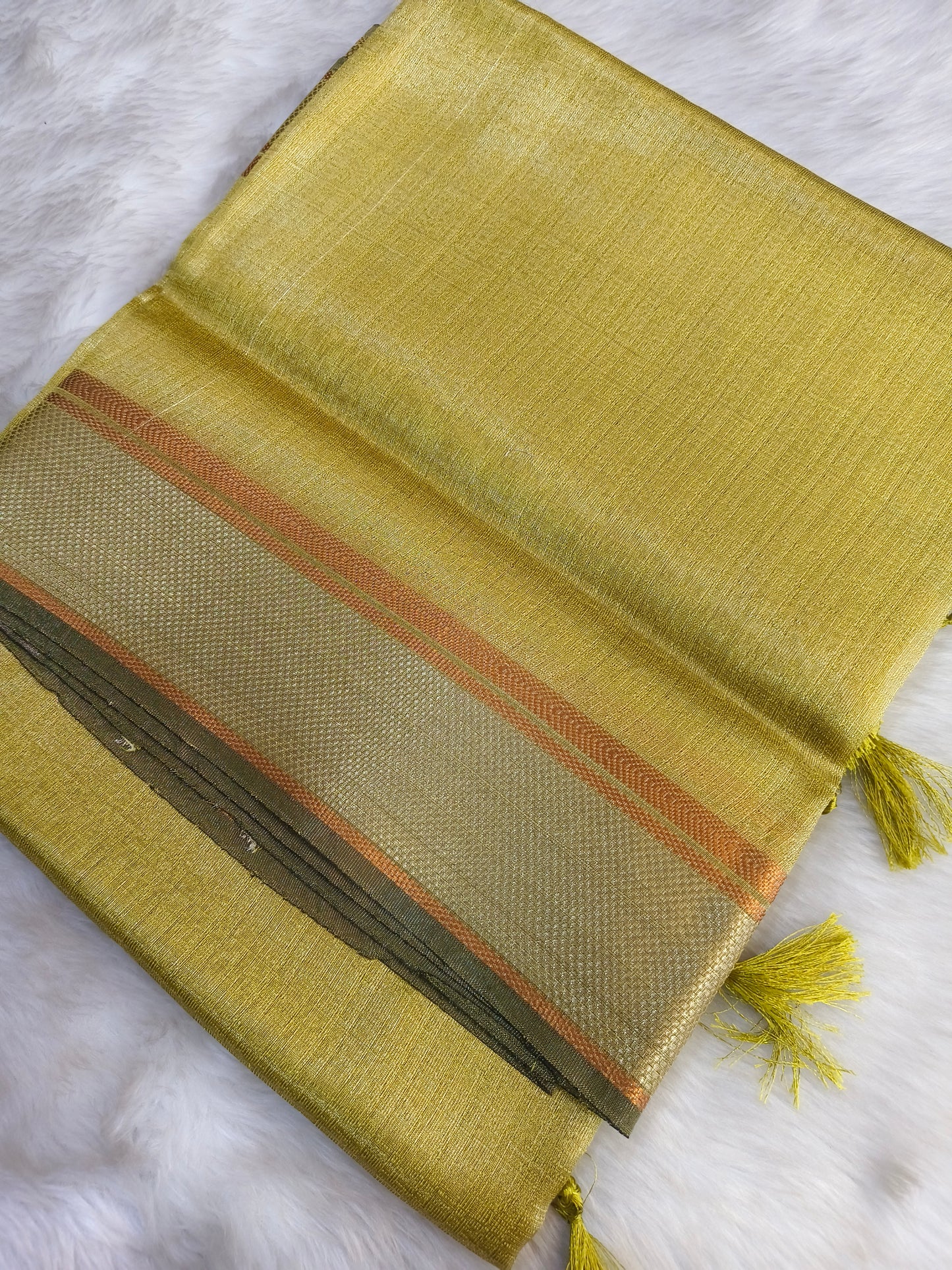 Green semi Tusser silk Saree