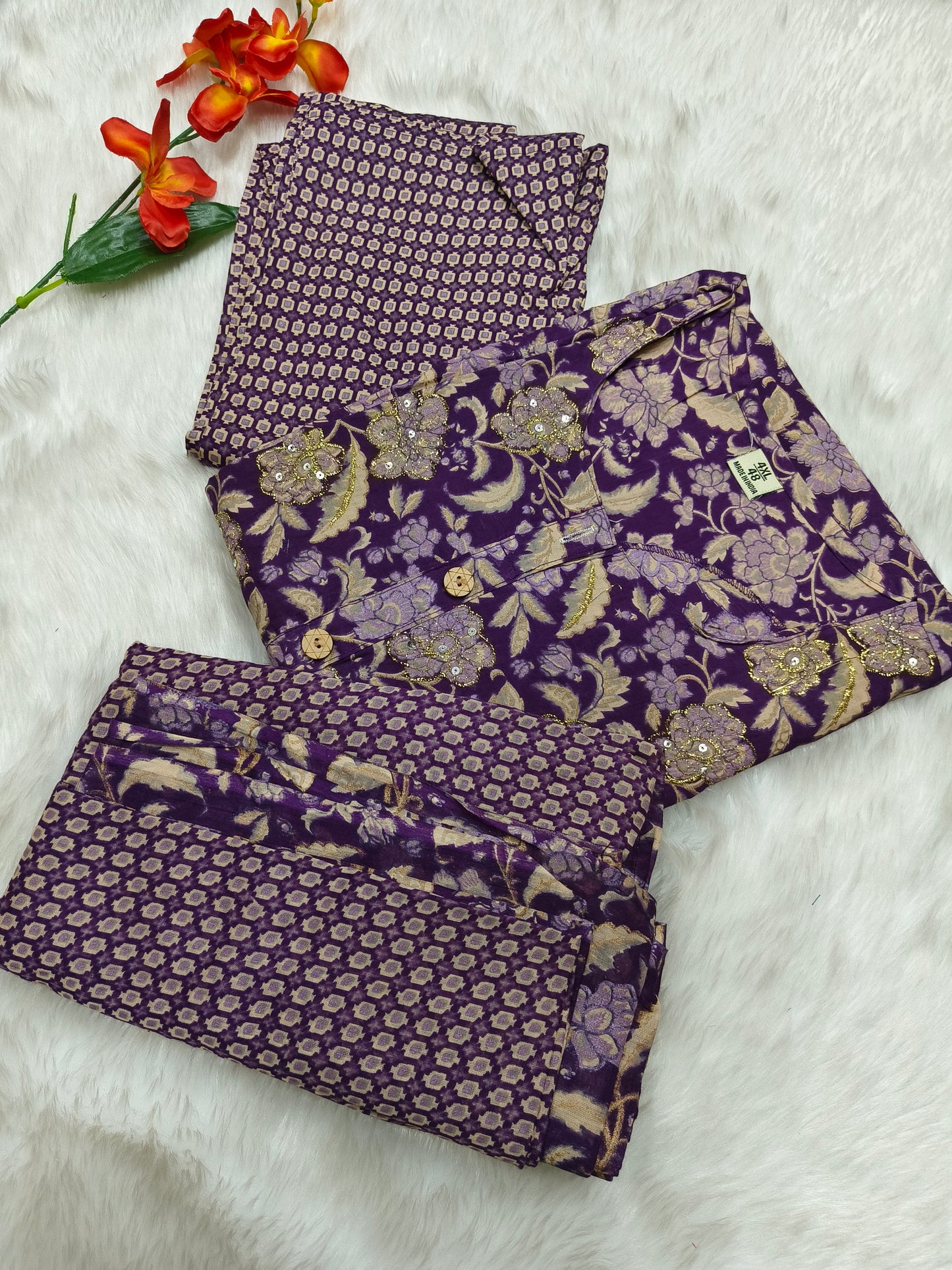 Wine premium cotton suit