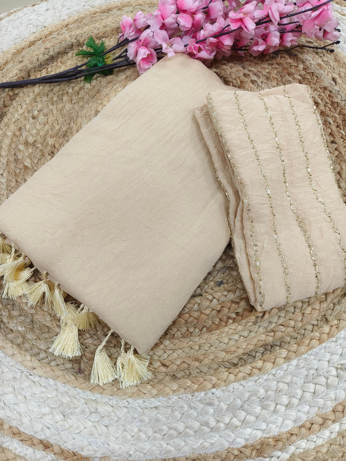 Cream Elegant designer saree