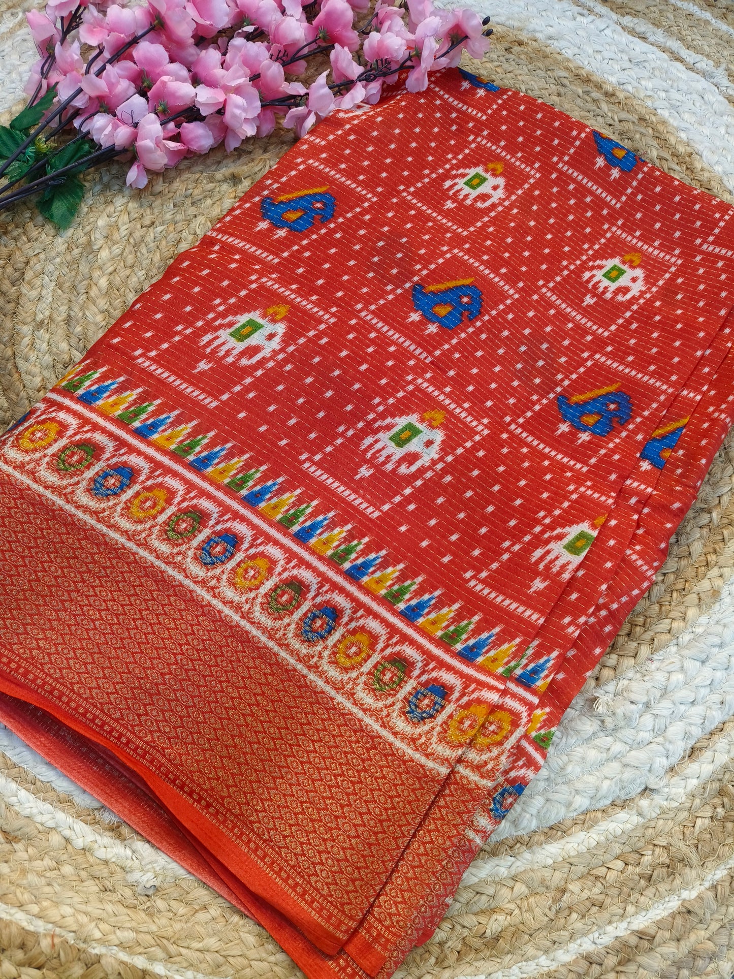 Red Binny silk saree