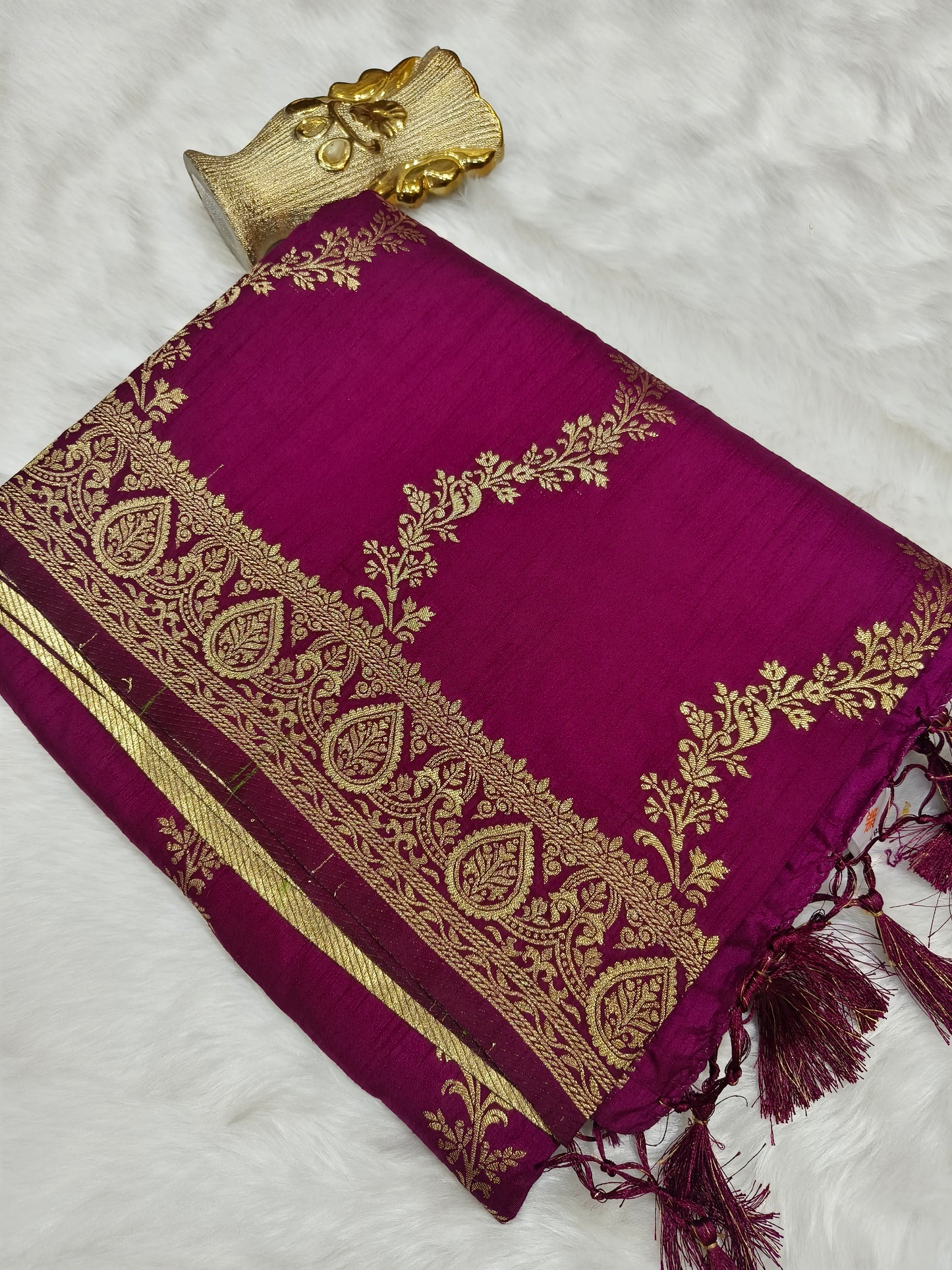 Wine mulberry silk saree