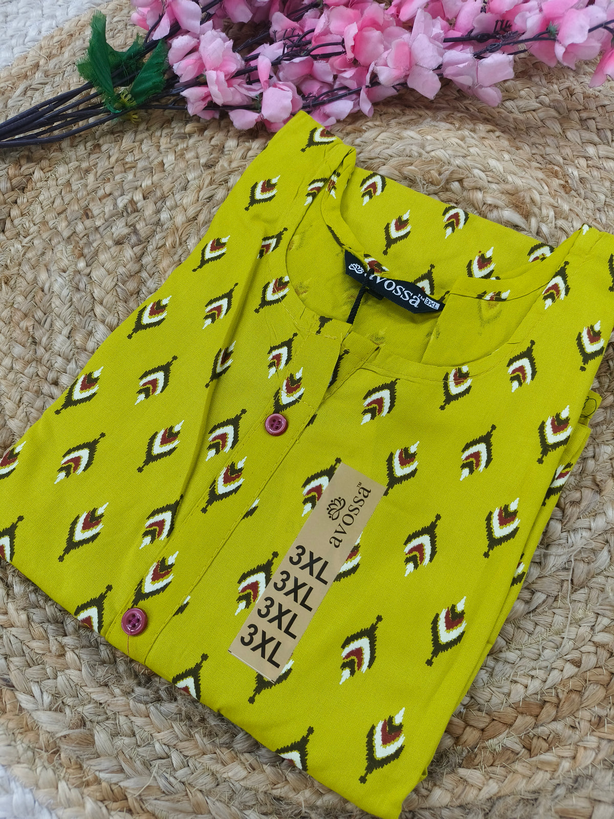 Lime yellow Rayon straight kurta