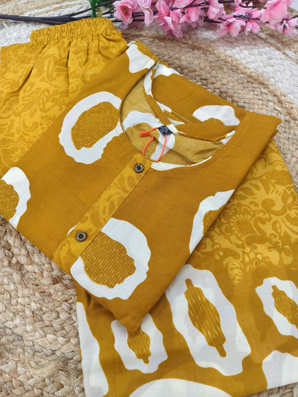 Yellow Cotton sets with duppatta