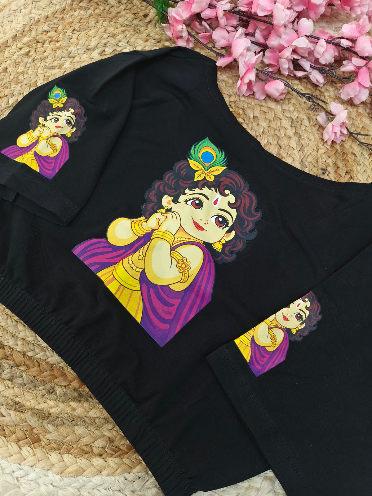 Black Stretchable blouses printed design