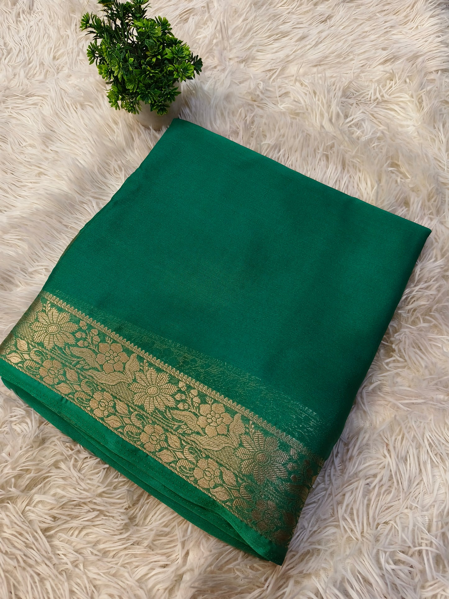 Pista Green Mysore Dani chiffon saree