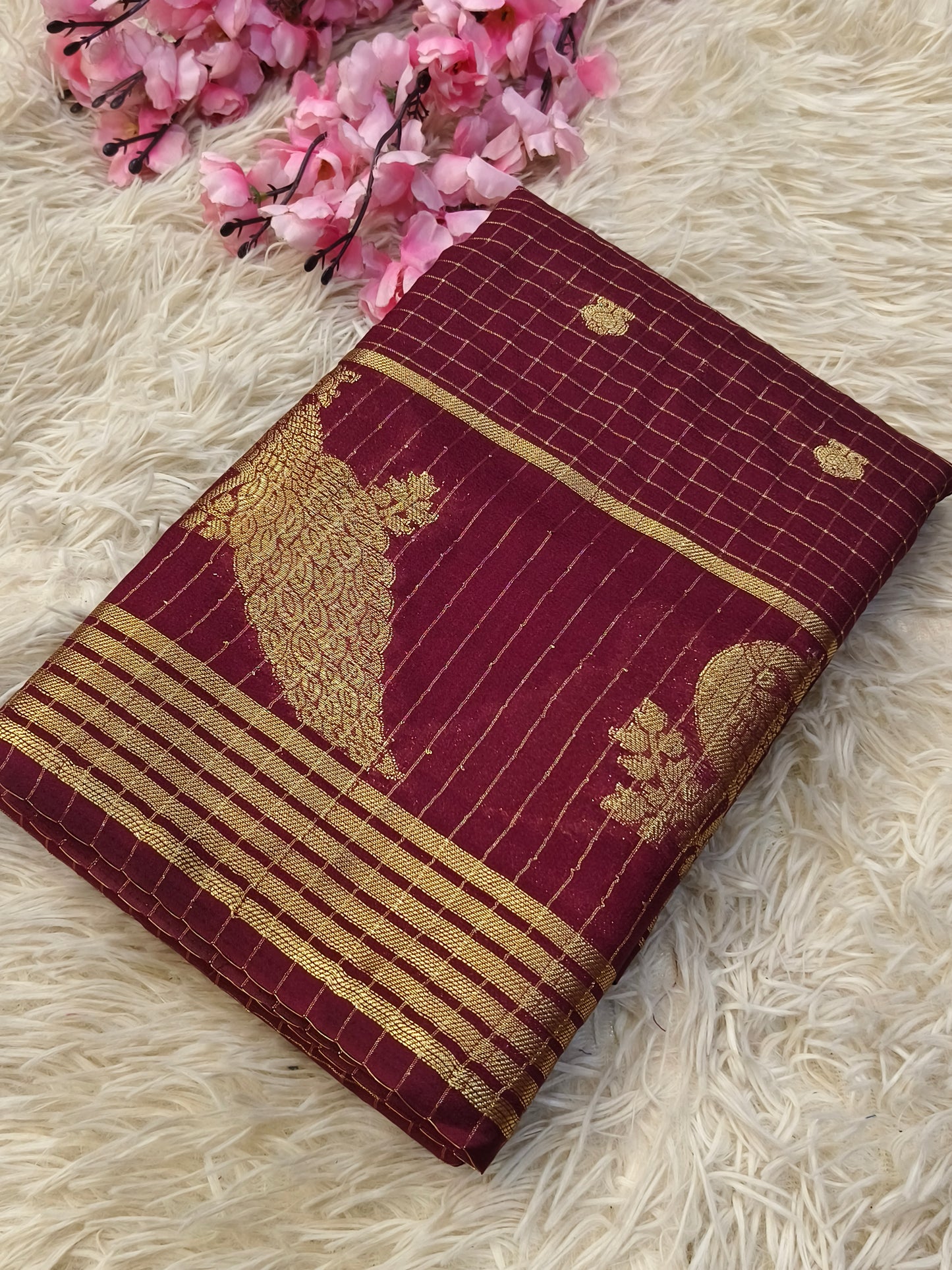 Wine semi Mysore silk saree