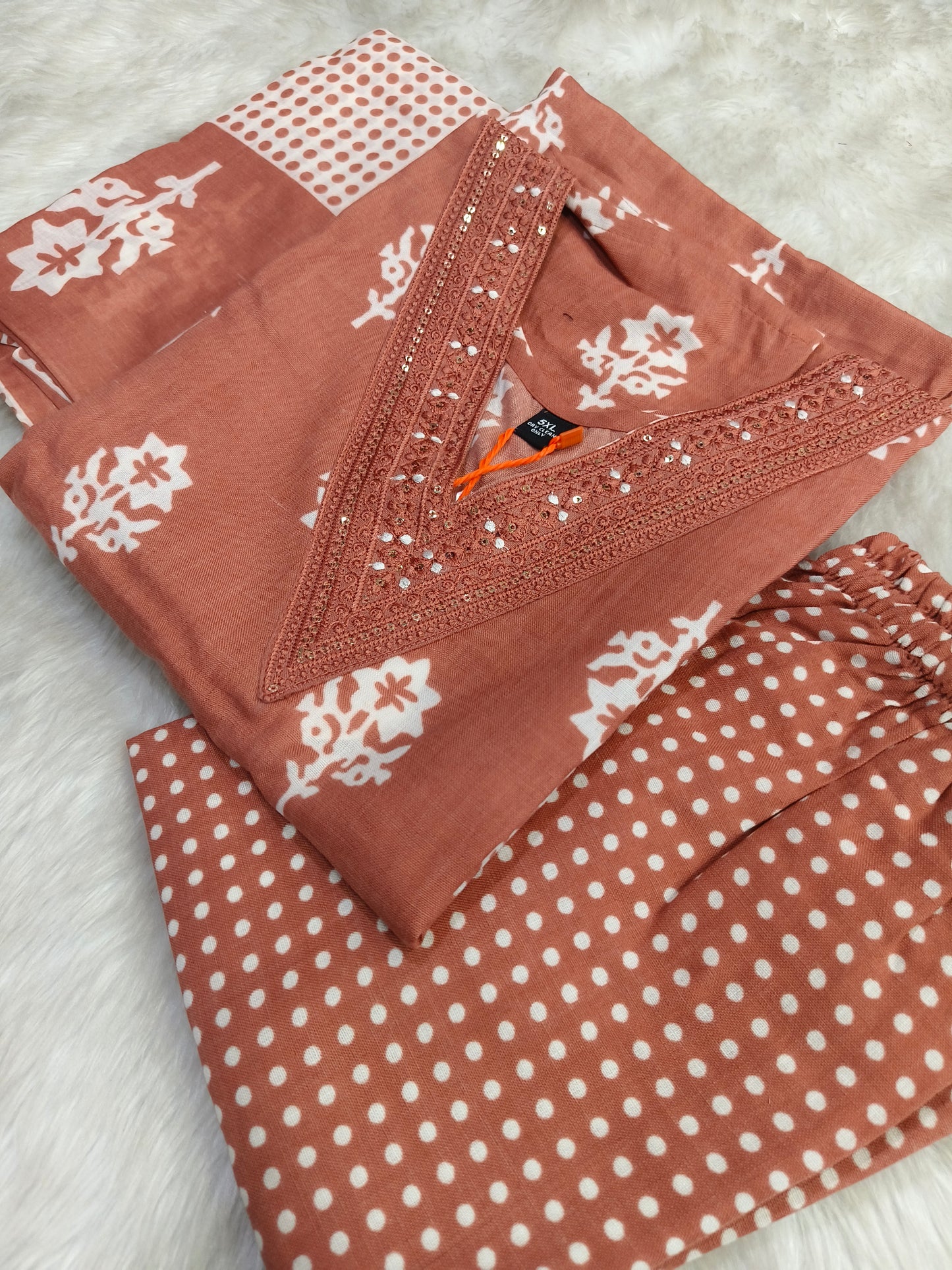 Peach Cotton sets with duppata