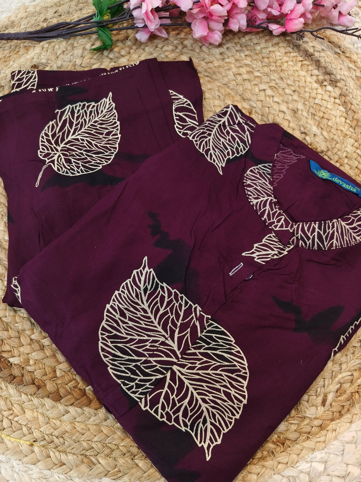 Wine Elegant Rayon cord set