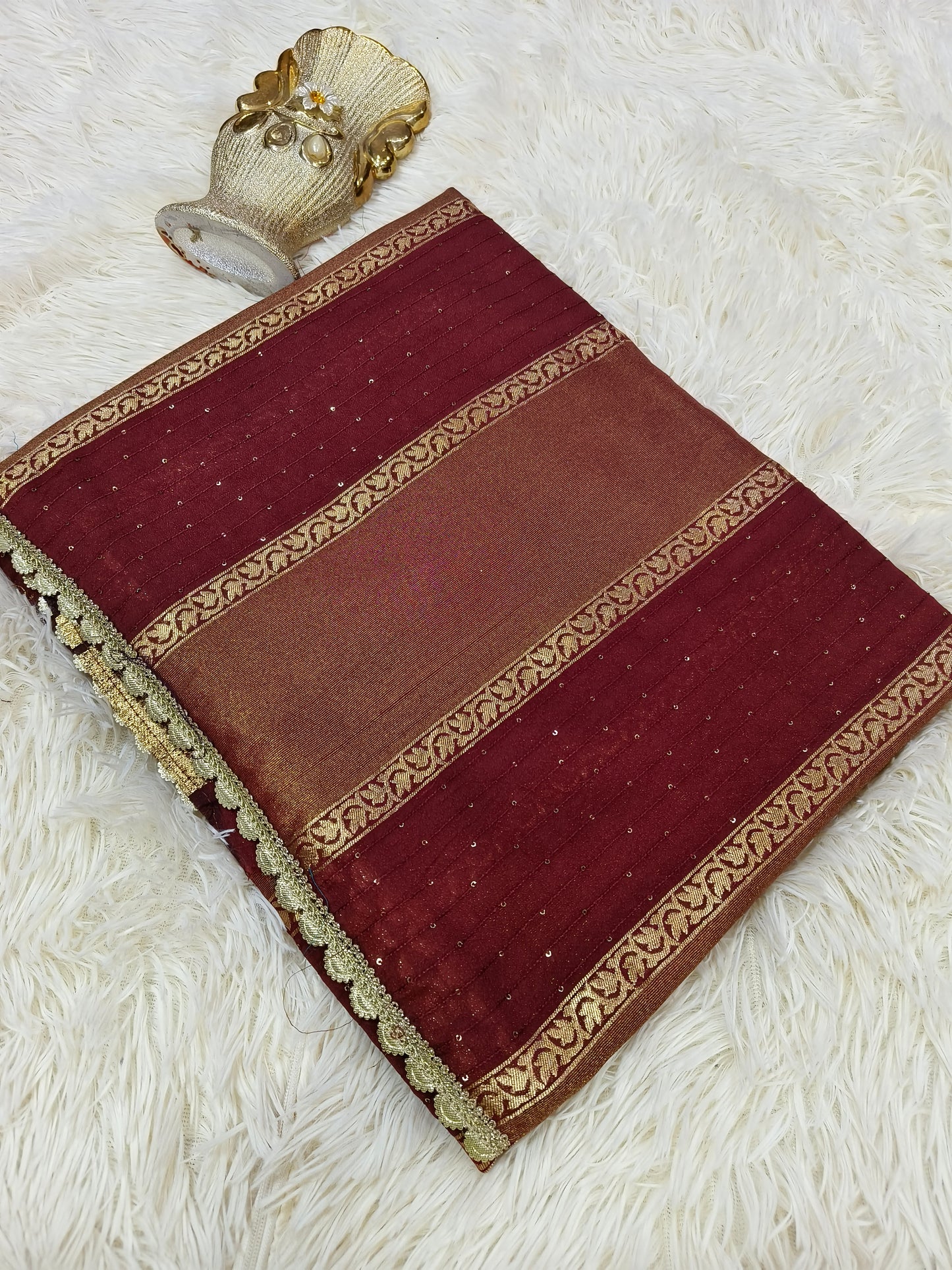 Maroon soft semi silk saree